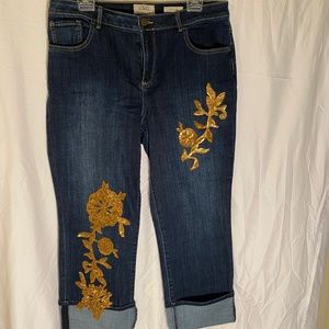 Gold Embroidered Jeans
